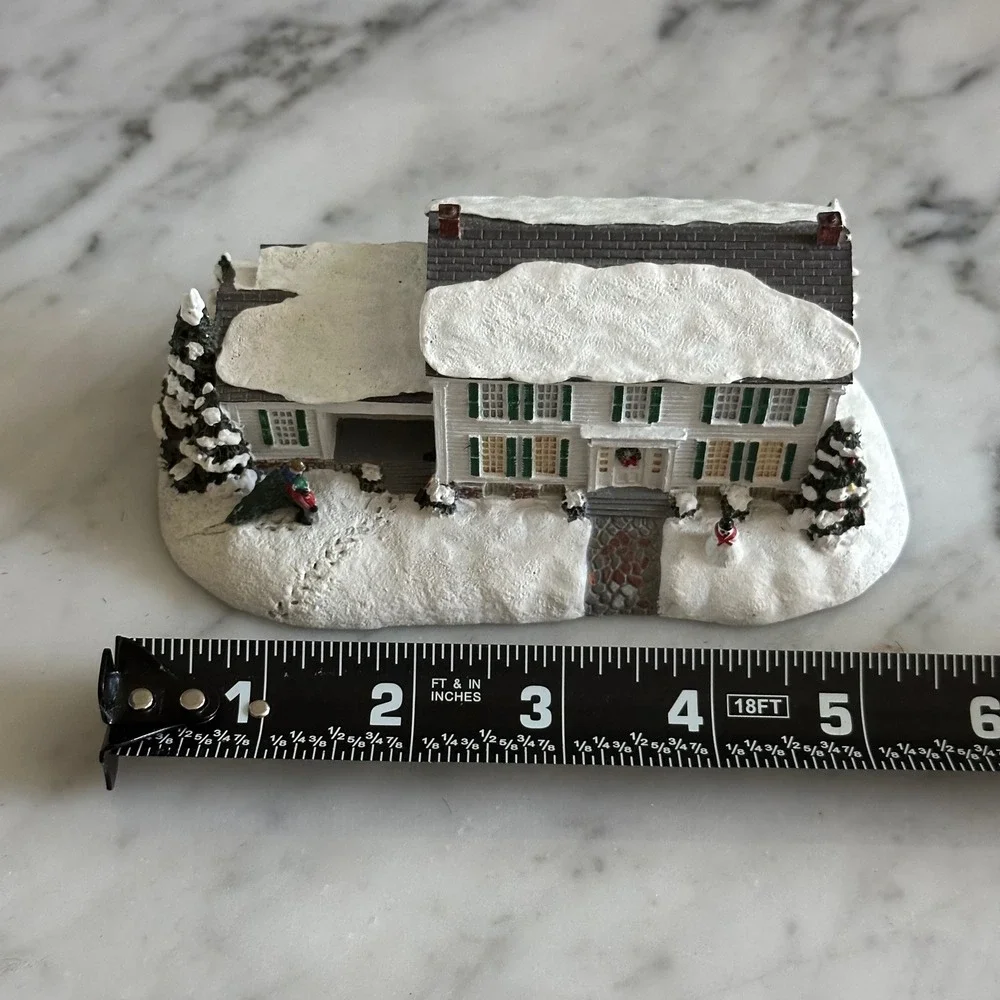 Vintage Hawthorne Norman Rockwell Bringing Home the Tree Christmas House B3358